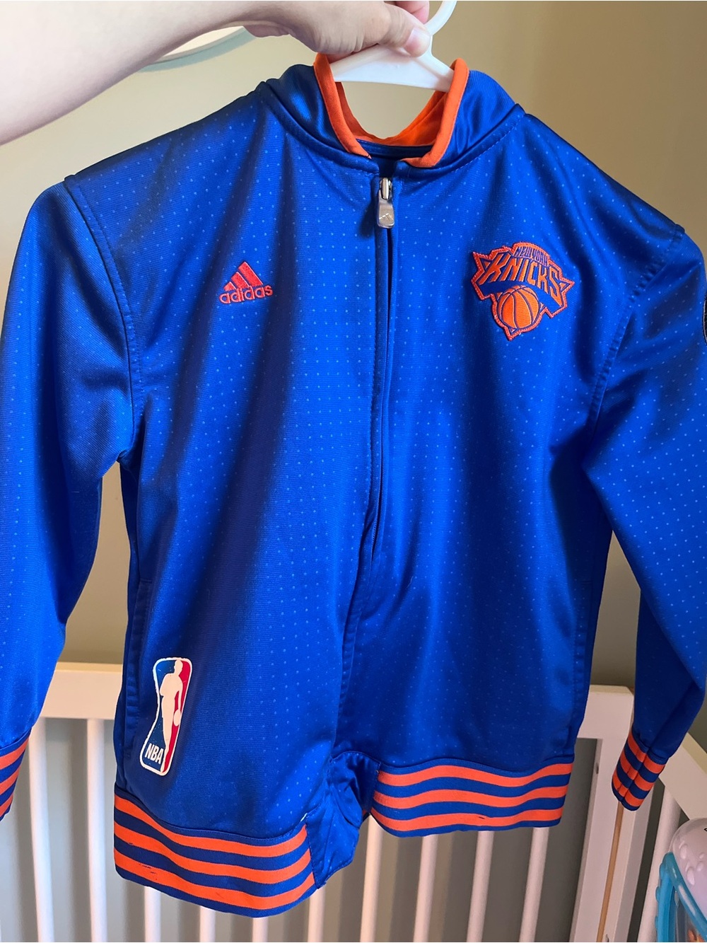 adidas Kids New York Knicks Royal Blue & Orange Hoodie Jacket